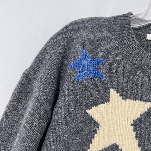 Madewell Sweater Small Charcoal Gray 100% Merino Wool Starry Cropped Boxy - Picture 4 of 13
